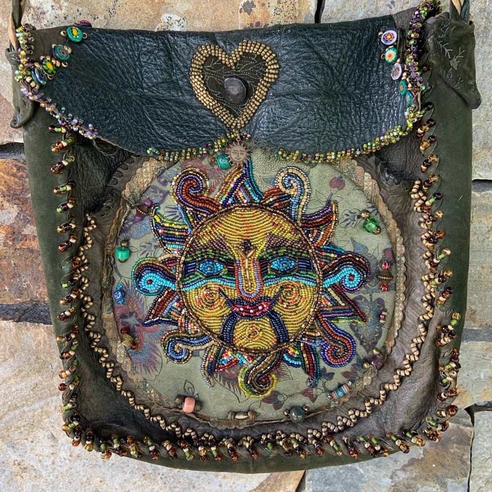 Gossamer Wings by Barbara Grimes * RARE * Custom Handmade Leather Beaded Bag - Picture 4 of 16